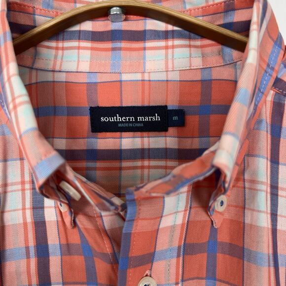Southern Marsh Performance Button Shirt Mens M Colorful Plaid Casual Stretch - Picture 3 of 8